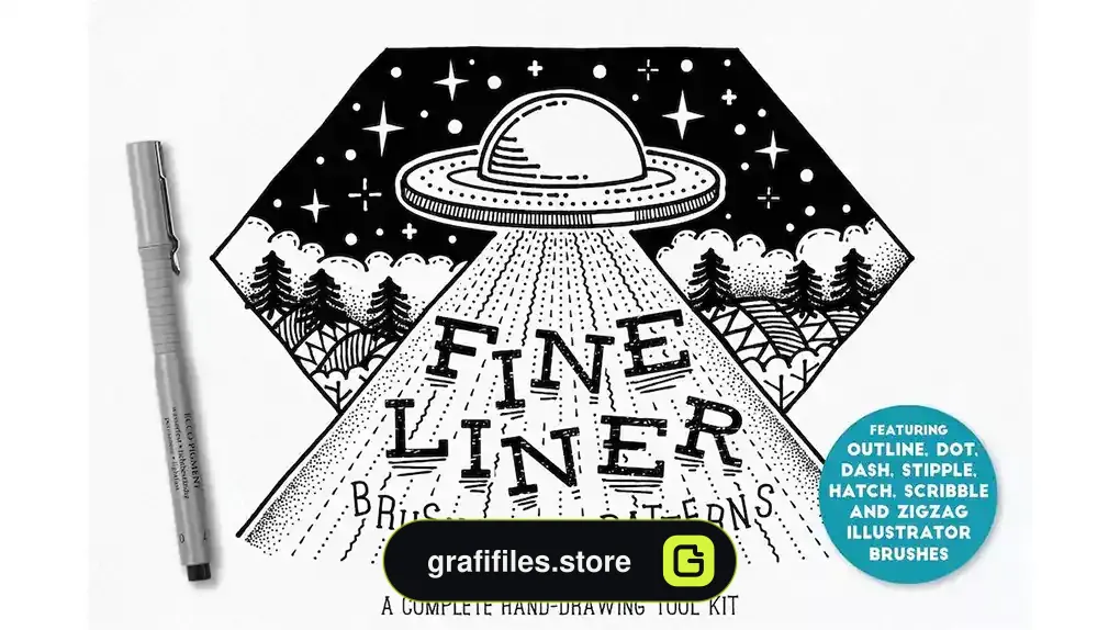 براش خط ایلوستریتور Fine Liner Brushes & Patterns