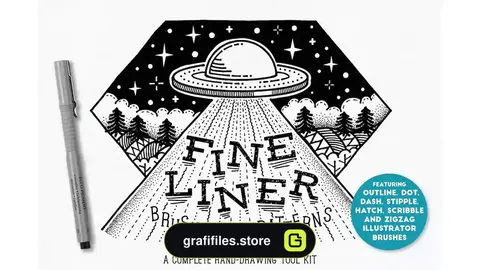 براش خط ایلوستریتور Fine Liner Brushes & Patterns