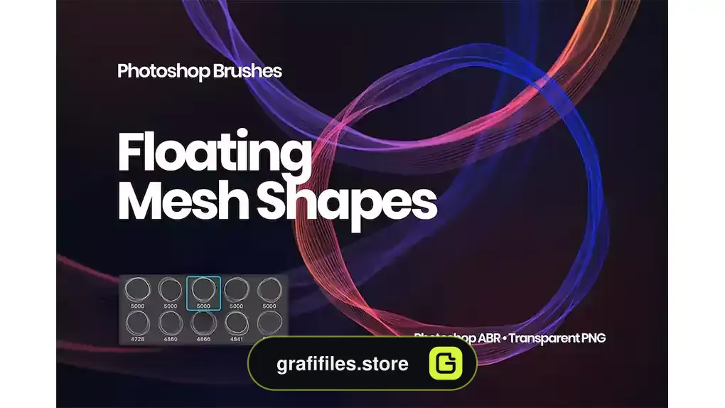 براش اشکال شناور Floating Mesh Shapes Photoshop Brushes