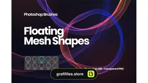 براش اشکال شناور Floating Mesh Shapes Photoshop Brushes