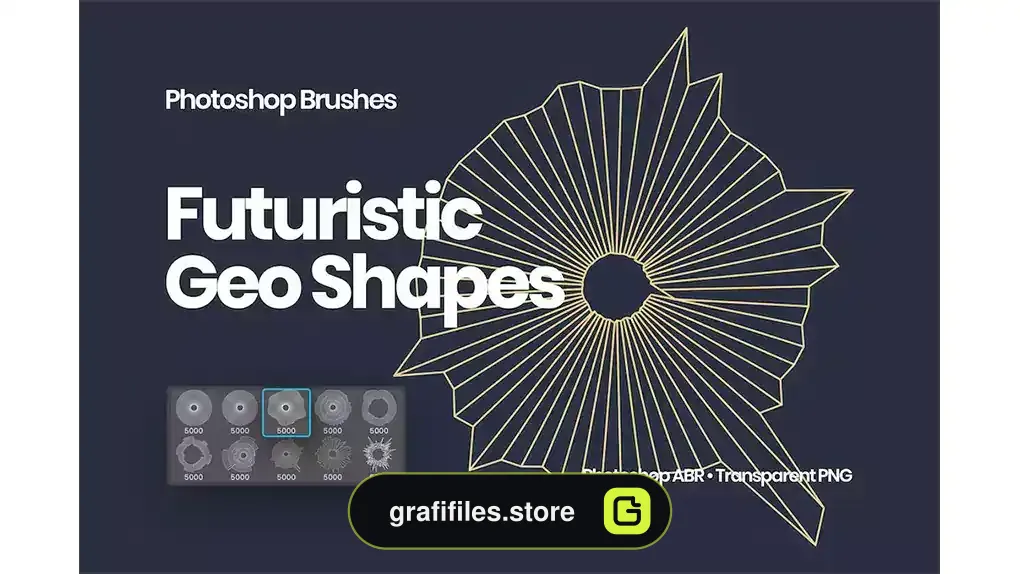 براش اشکال هندسی فتوشاپ Futuristic Geometric Shapes Photoshop Brushes