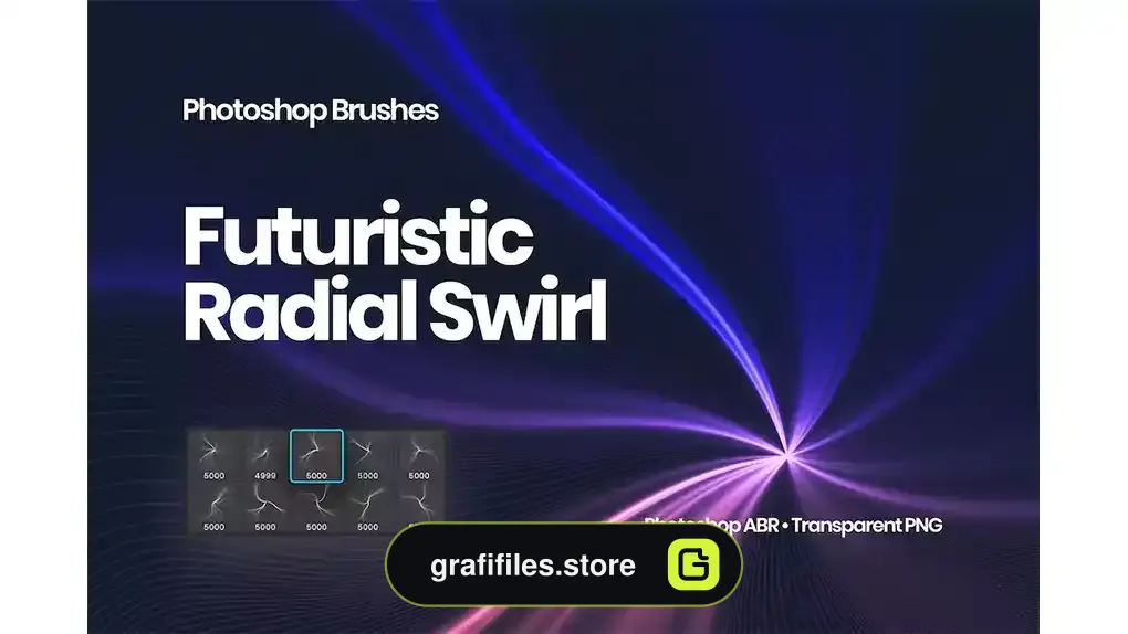براش خطوط چرخشی شعاعی Futuristic Radial Swirl Photoshop Brushes