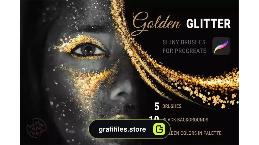 براش طلا پروکریت Golden Glitter | Procreate Brushes