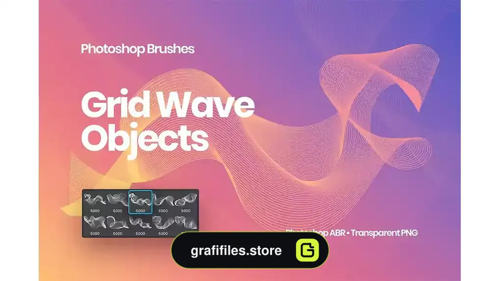 براش خطوط مواج فتوشاپ Grid Wave Objects Photoshop Brushes