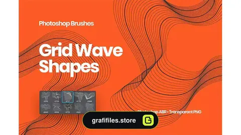 براش خطوط مواج فتوشاپ Grid Wave Shapes Photoshop Brushes