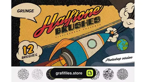 براش خط و نقطه فتوشاپ Halftone Grunge Photoshop Brushes