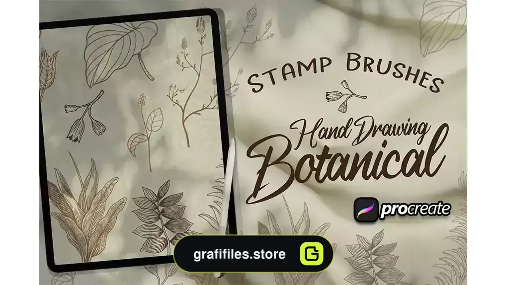 براش پروکریت گیاه Hand Drawing Botanical Brush Stamp