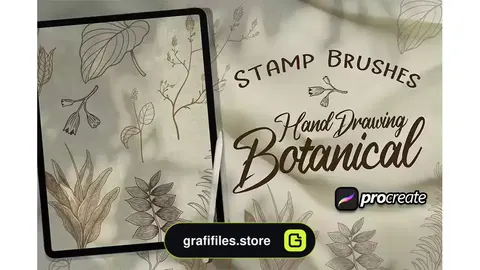 براش پروکریت گیاه Hand Drawing Botanical Brush Stamp