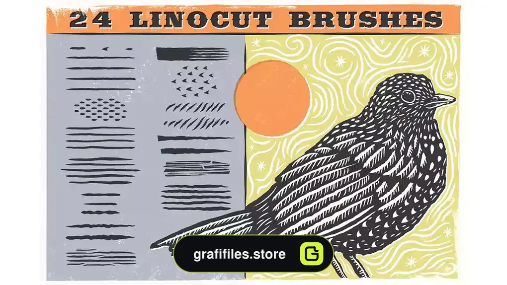 براش ایلوستریتور Linocut Brushes