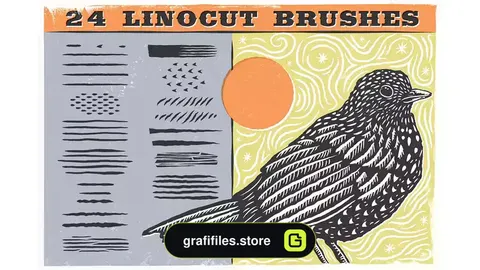 براش ایلوستریتور Linocut Brushes