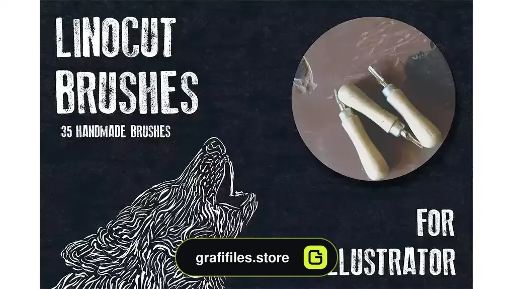 براش ایلوستریتور Linocut Brushes for Adobe Illustrator