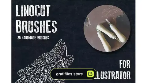 براش ایلوستریتور Linocut Brushes for Adobe Illustrator