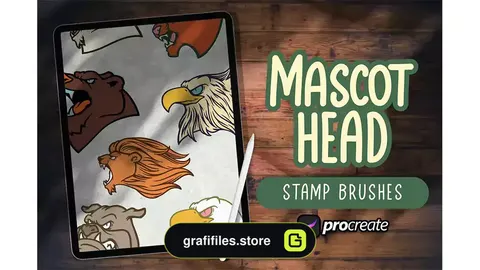 براش پروکریت Mascot Head Stamp Brush Procreate