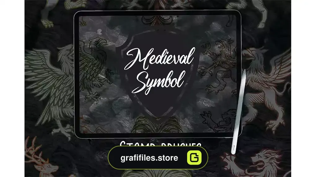 براش نماد قرون وسطا پروکریت Medieval Symbol Heraldic Brush Stamp Procreate