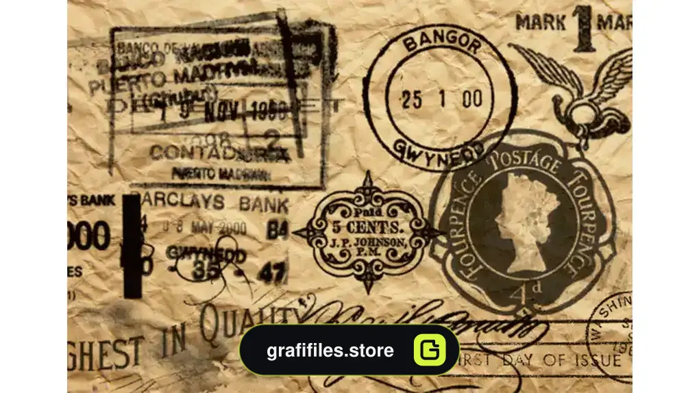 براش مهر قدیمی فتوشاپ Old Postage Stamp Brushes