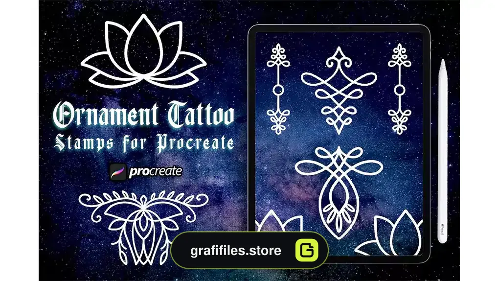 براش خالکوبی زینتی پروکریت Ornament Tattoo Brush Stamp Procreate