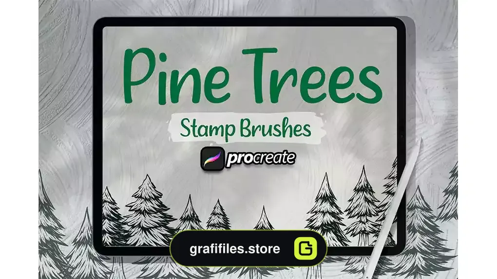 براش پروکریت درخت کاج Pine Tree Brush Stamp Procreate