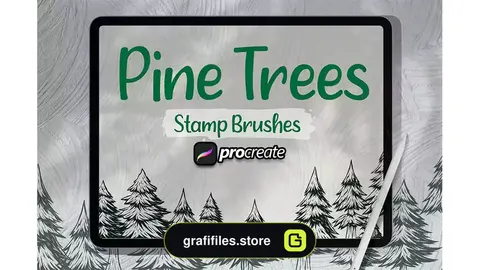 براش پروکریت درخت کاج Pine Tree Brush Stamp Procreate