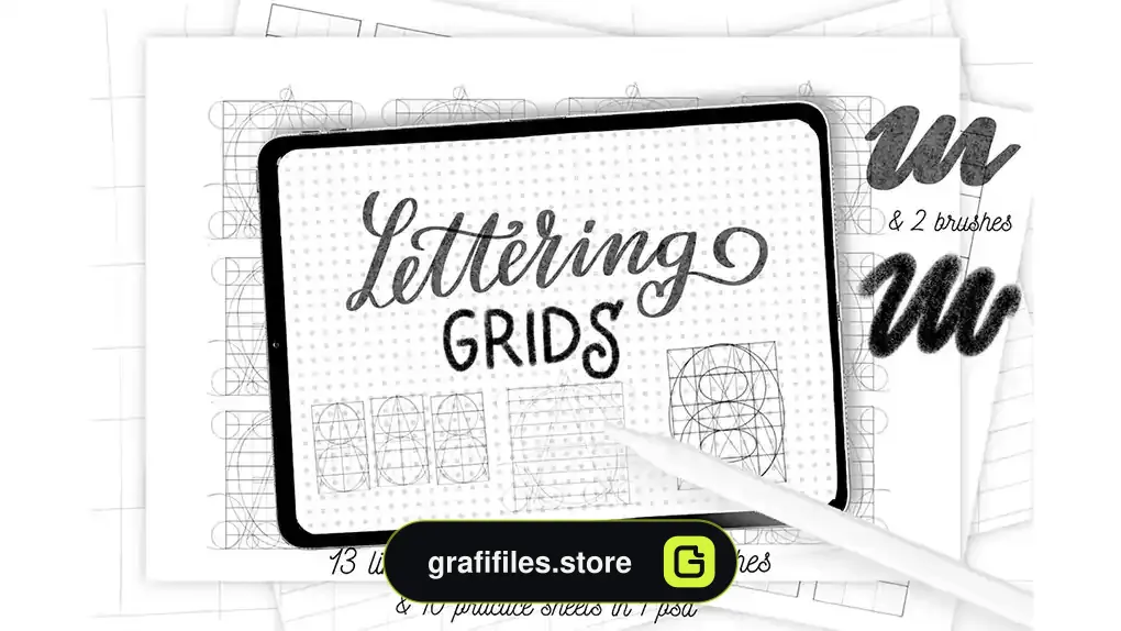 براش پروکریت Procreate lettering grids set