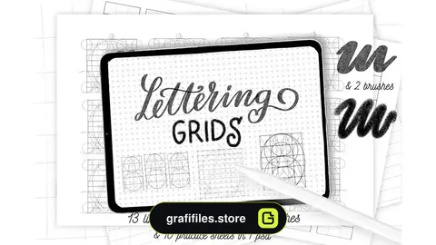 براش پروکریت Procreate lettering grids set