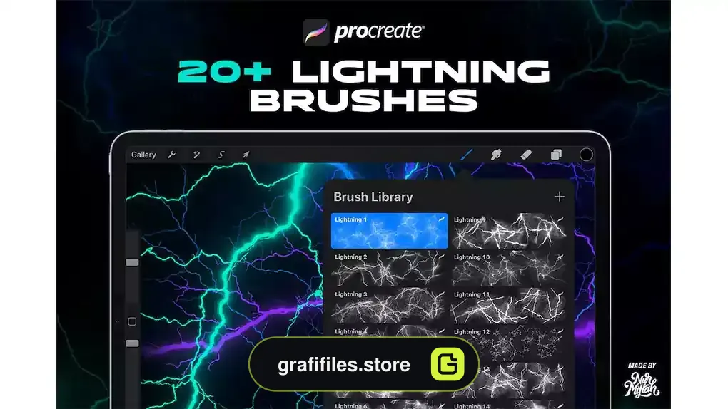 براش پروکریت صاعقه Procreate Lightning Brushes