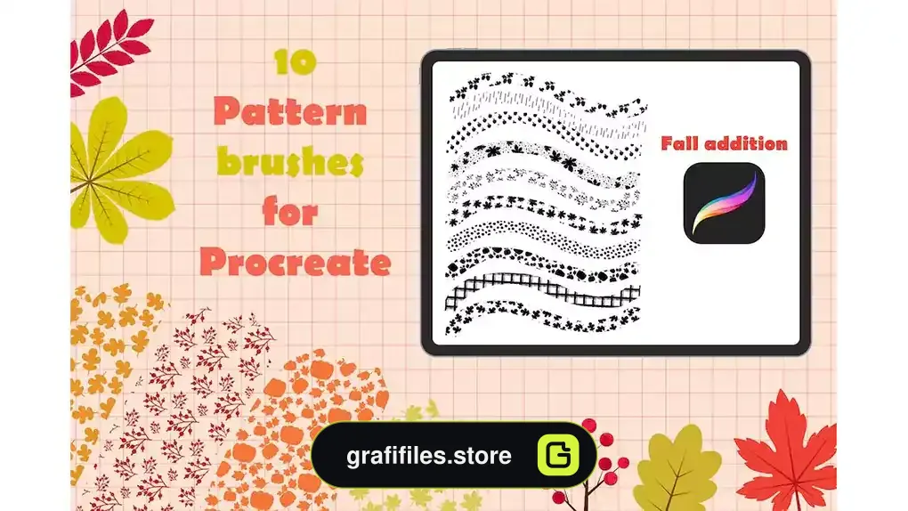 براش پروکریت پترن پاییز Procreate pattern brushes. Fall addition