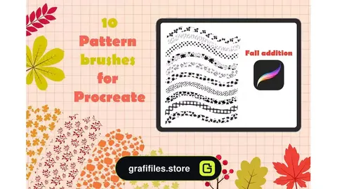براش پروکریت پترن پاییز Procreate pattern brushes. Fall addition