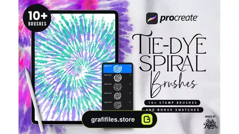 براش پروکریت Procreate Tie-Dye Spiral Brushes