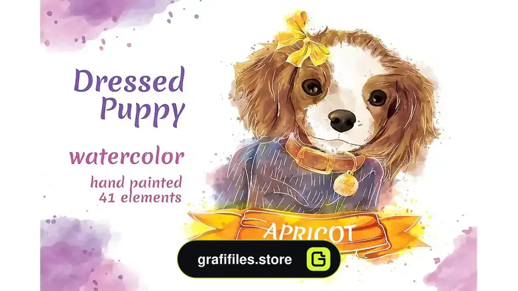 براش ایلوستریتور سگ Puppy - 41 Watercolor for Adobe Illustrator