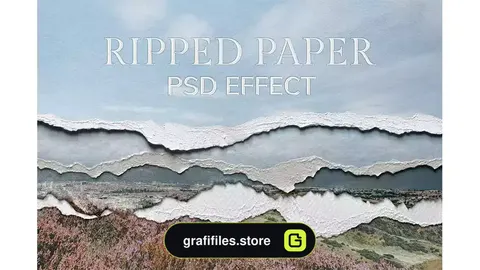 افکت کاغذ پاره شده بر روی عکس و تصاویر در فتوشاپ Ripped Paper PSD Texture Effect