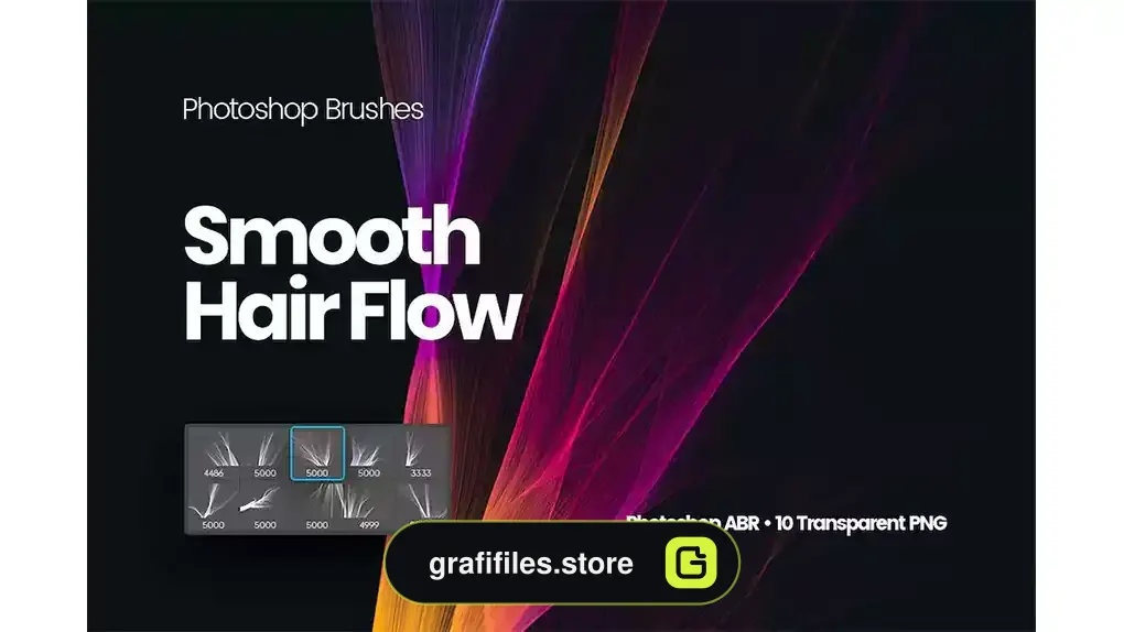 براش مو صاف فتوشاپ Smooth Hair Flow Photoshop Brushes