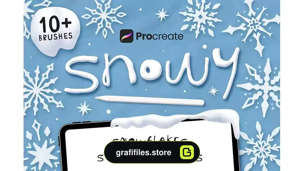براش برف پروکریت Snowy Procreate Stamp Brushes