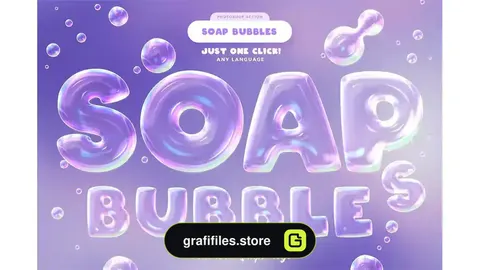 اکشن فتوشاپ ایجاد افکت حباب صابون روی متن و اشکال Soap Bubbles Photoshop Action