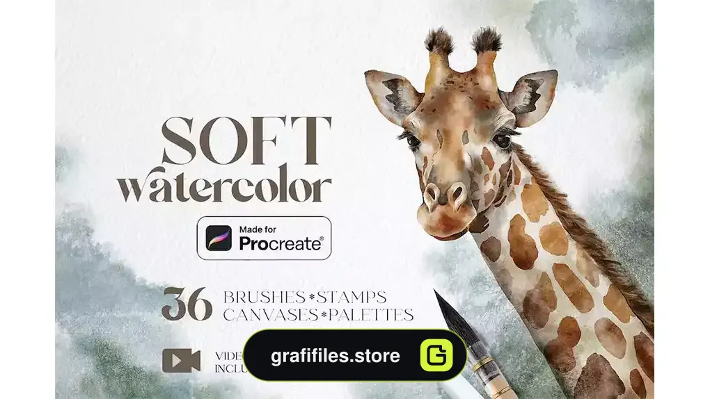 براش آبرنگ پروکریت Soft watercolor Procreate brushes