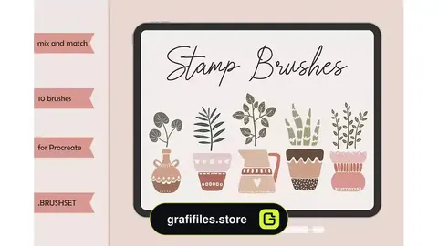 براش پروکریت گیاهان آپارتمانی Stamp Brushes for Procreate. House Plants