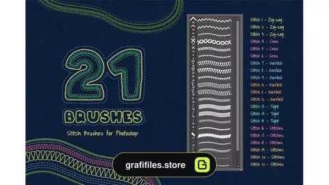 براش کوک زیگزاک فتوشاپ Stitch Photoshop Brushes