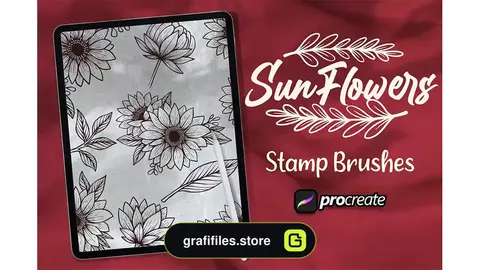 براش پروکریت گل آفتابگردان Sun Flower Brush Stamp