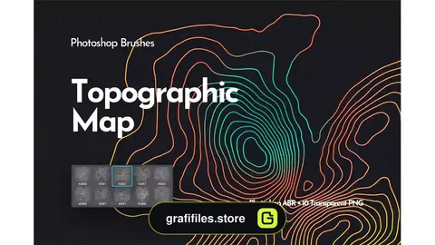 براش نقشه توپوگرافی فتوشاپ Topographic Map Photoshop Brushes
