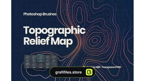 براش نقشه توپوگرافی فتوشاپ Topographic Relief Map Photoshop Brushes