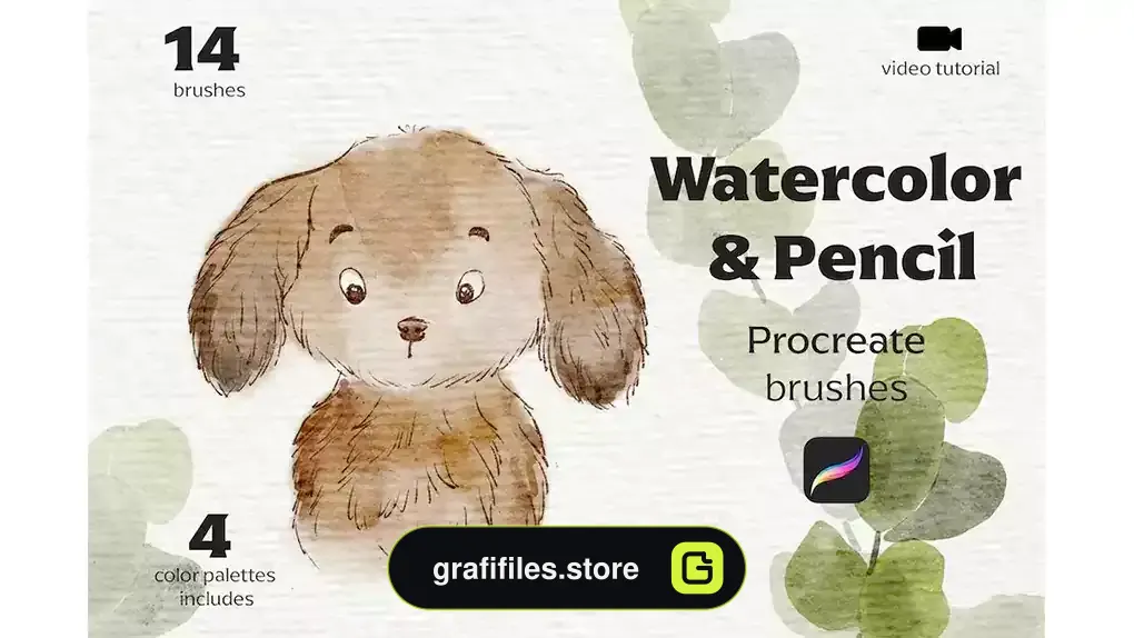 براش آبرنگی پروکریت Watercolor&Pencil Procreate brushes