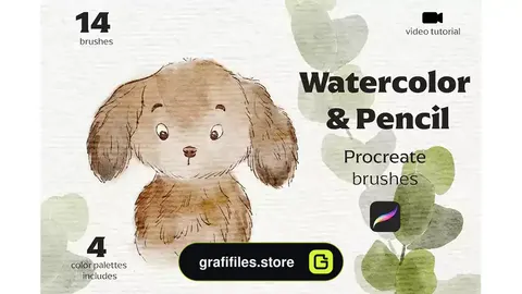 براش آبرنگی پروکریت Watercolor&Pencil Procreate brushes