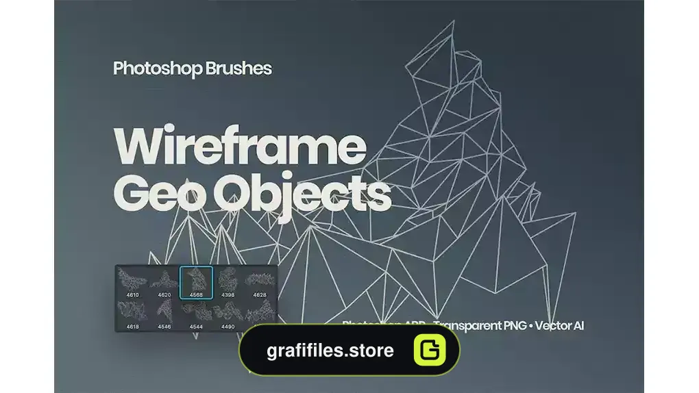 براش وایرفریم هندسی فتوشاپ Wireframe Geometric Objects Photoshop Brushes