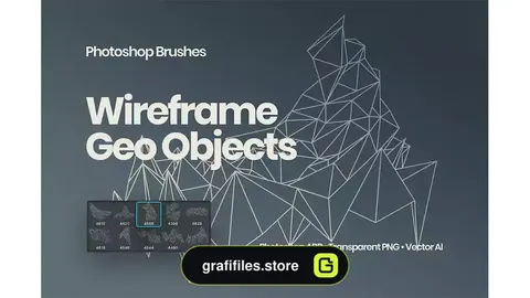 براش وایرفریم هندسی فتوشاپ Wireframe Geometric Objects Photoshop Brushes