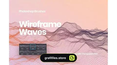 براش امواج وایرفریم فتوشاپ Wireframe Waves Photoshop Brushes