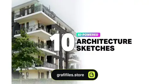 دانلود اکشن فتوشاپ اسکیس معماری AI Architecture Sketch Photoshop Actions