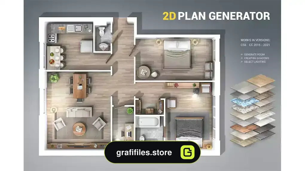 اکشن فتوشاپ ساخت پلان دو بعدی 2D Plan Generator Photoshop Action