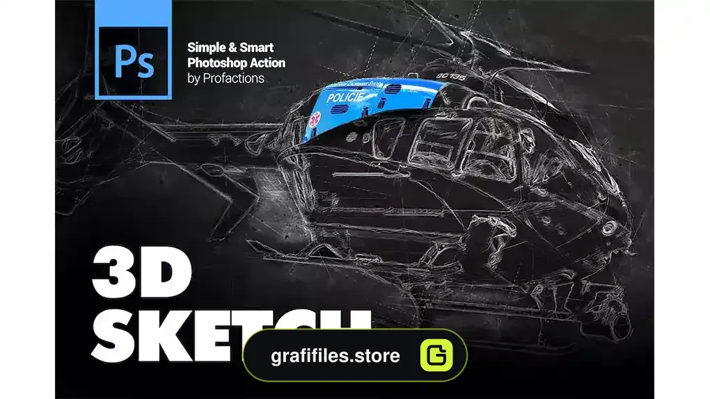 اکشن فتوشاپ تبدیل عکس به طرح سه بعدی 3D Sketch Photoshop Action