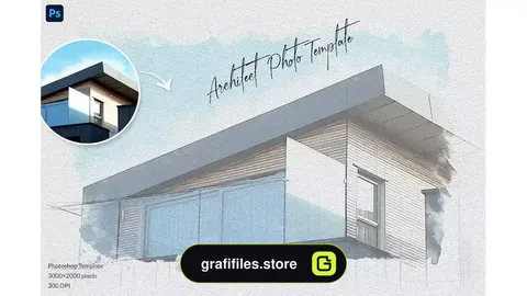 اکشن فتوشاپ افکت اسکیس معماری Architect Sketch Photo Template