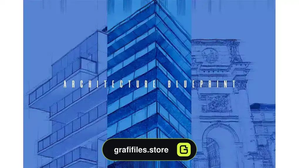 اکشن فتوشاپ افکت معماری پرینت آبی Architecture BluePrint - Photoshop Action