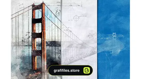 اکشن فتوشاپ تبدیل عکس به طرح معماری Architecture Sketch and Blueprint Photoshop Action